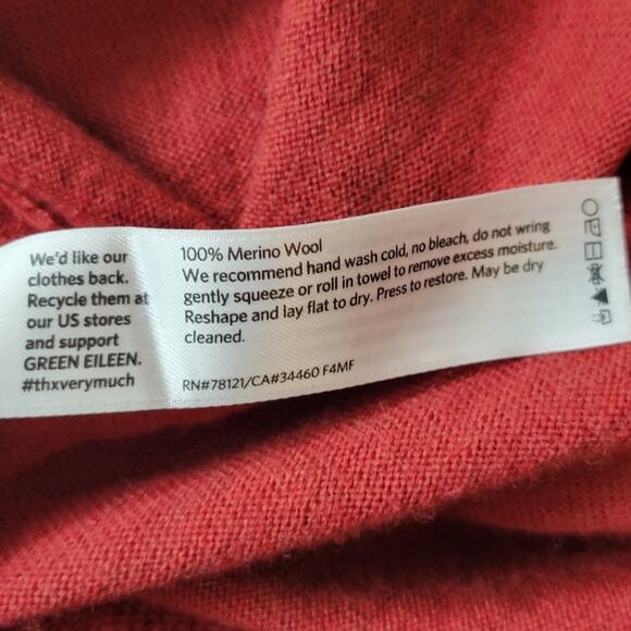 Eileen Fisher Sweater Tunic Merino Wool Scoop Neck Long Sleeve Red XS - Picture 5 of 7